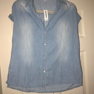 Short sleeved denim button down